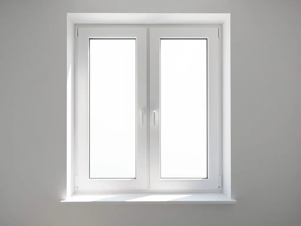 Fenêtre PVC blanche posée en applique sur un mur rénové